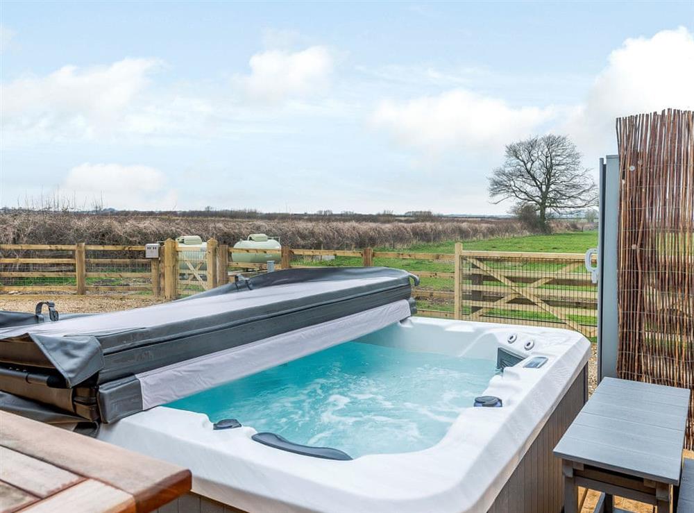 Inviting hot tub with amazing views at Big Drift Barn, 