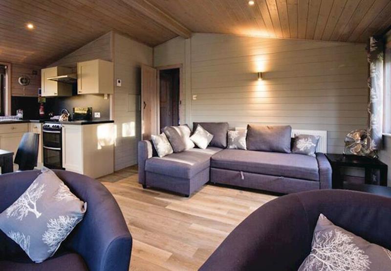 Living room in the Avocet Lodge VIP at Fairwood Lakes Holiday Park in Dilton Marsh, Nr Frome