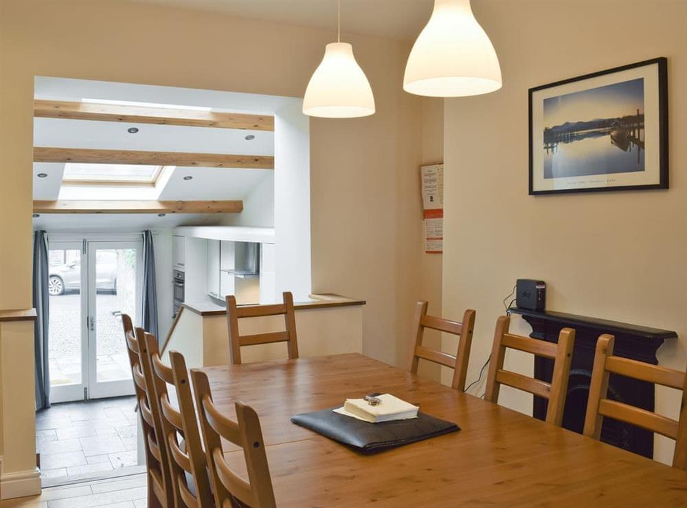Open plan design connecting dining area to kitchen at Falcon Crag** in Keswick, Cumbria