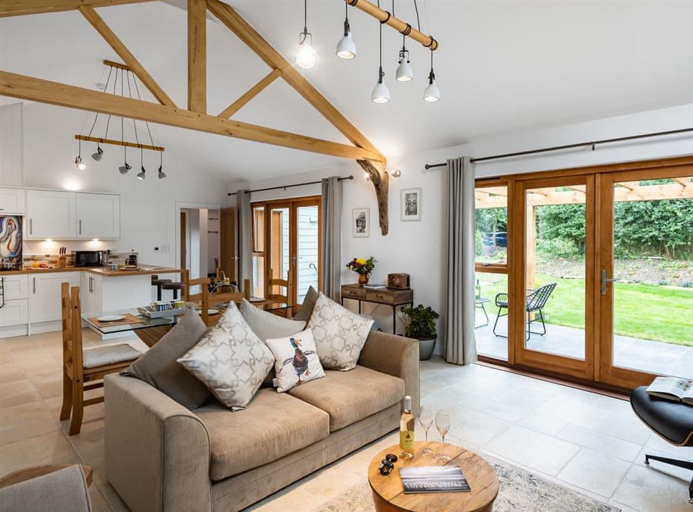 Open plan living space at Farm Barn in East Mersea, near Colchester, Essex