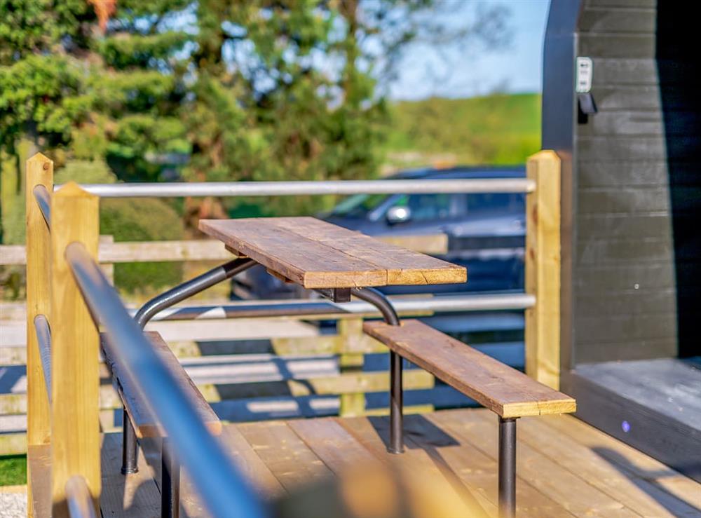 Outdoor eating area at Farm View in Cloughton, near Scarborough, North Yorkshire