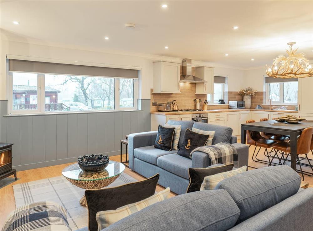 Open plan living space at Feidh Cottage in Near Dunoon, Argyll