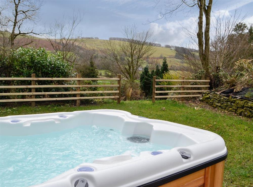 Wonderful relaxing hot tub with a fantastic view at Felin Goyan in Tregaron, near Lampeter, Cardigan/Ceredigion, Dyfed