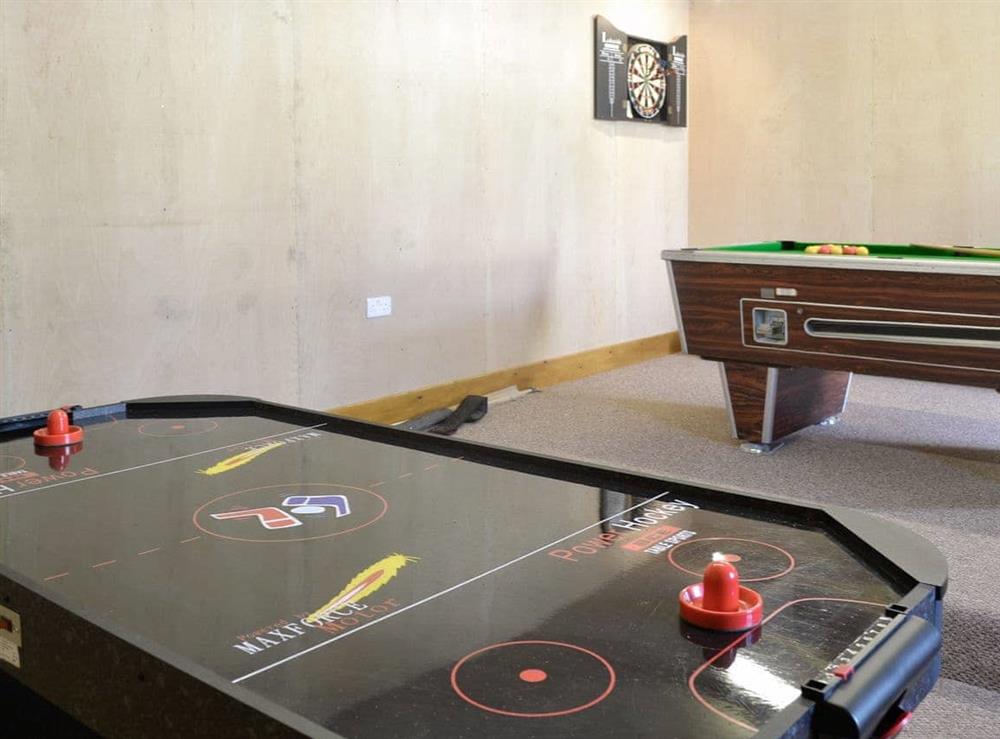 External games room with pool table, darts, air hockey at Felin Hedd in Tregaron, near Aberystwyth, Dyfed