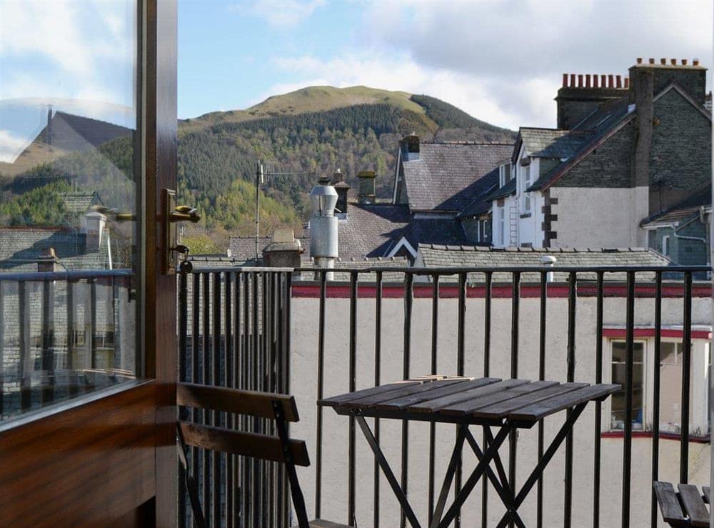 The balcony accessed from the living/dining room has spectacular views of Skiddaw and Latrigg at Fellside in Keswick, Cumbria