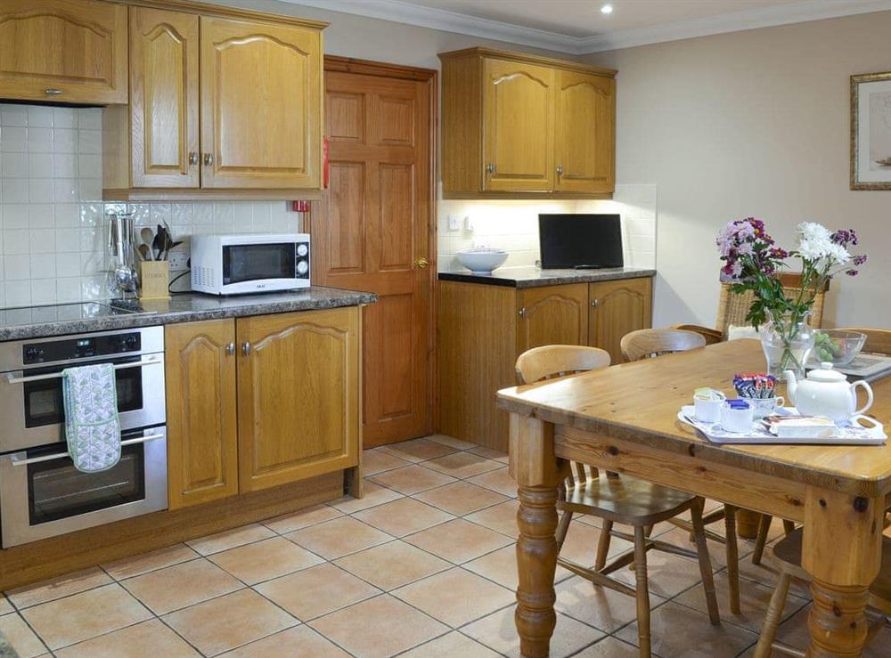 Spacious kitchen with dining area at Ferguson in Bamburgh, Northumberland., Great Britain