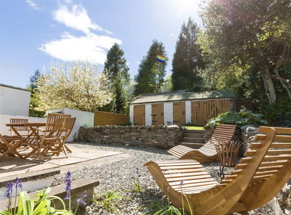 Sitting out terrace and rear garden at Fern Cottage in Ardentinny near Dunoon, Argyll