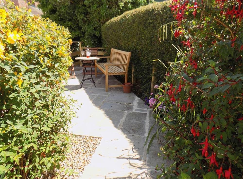 Secluded spot to sit and enjoy a drink in the garden at Fern Lea in Sleights, near Whitby, North Yorkshire