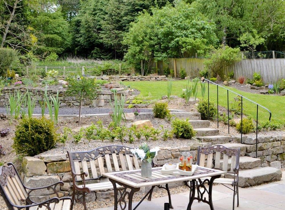Attractive garden at Ferncliffe Cottage in Thropton, near Morpeth, Northumbria, Northumberland