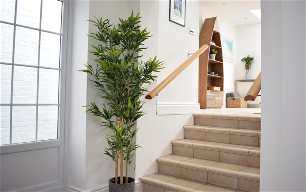 Steps up to living area at Ferry Cottage in Lymington