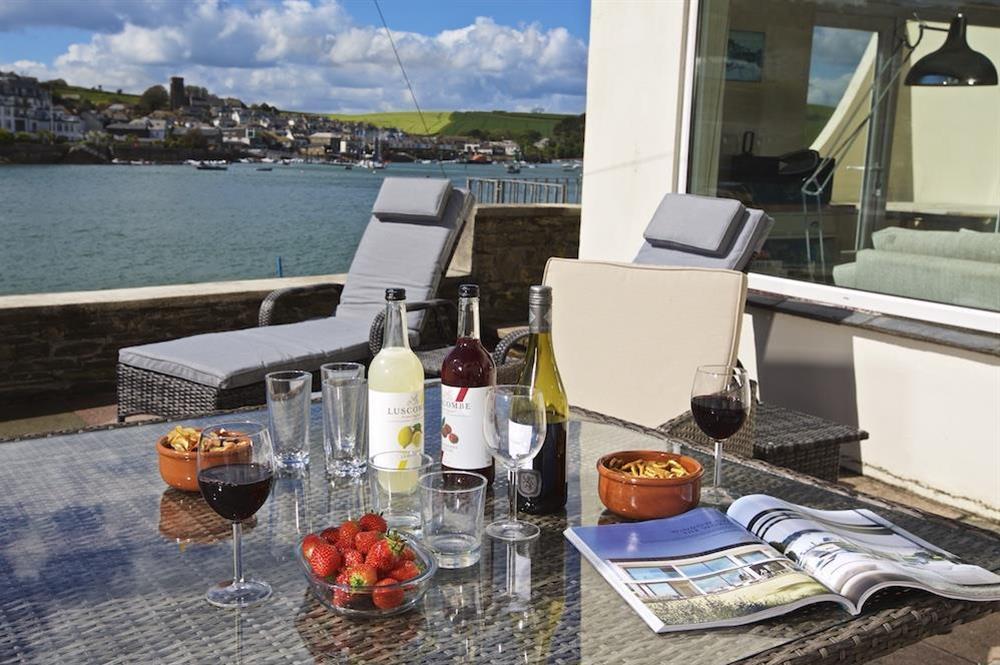 Terrace area with wonderful estuary views at Ferryside in East Portlemouth, Salcombe