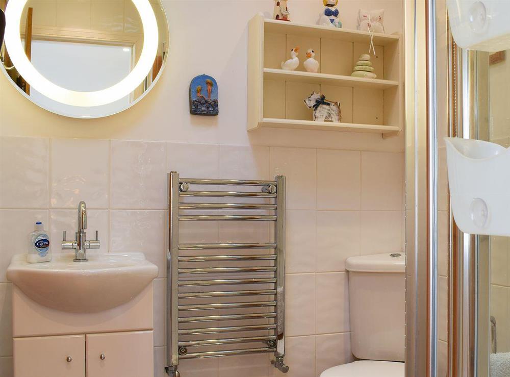 Shower room with heated towel rail at Fidra in Anstruther, Fife