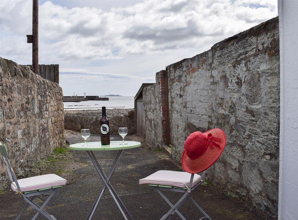 Sitting out area with sea view at Fidra in Anstruther, Fife