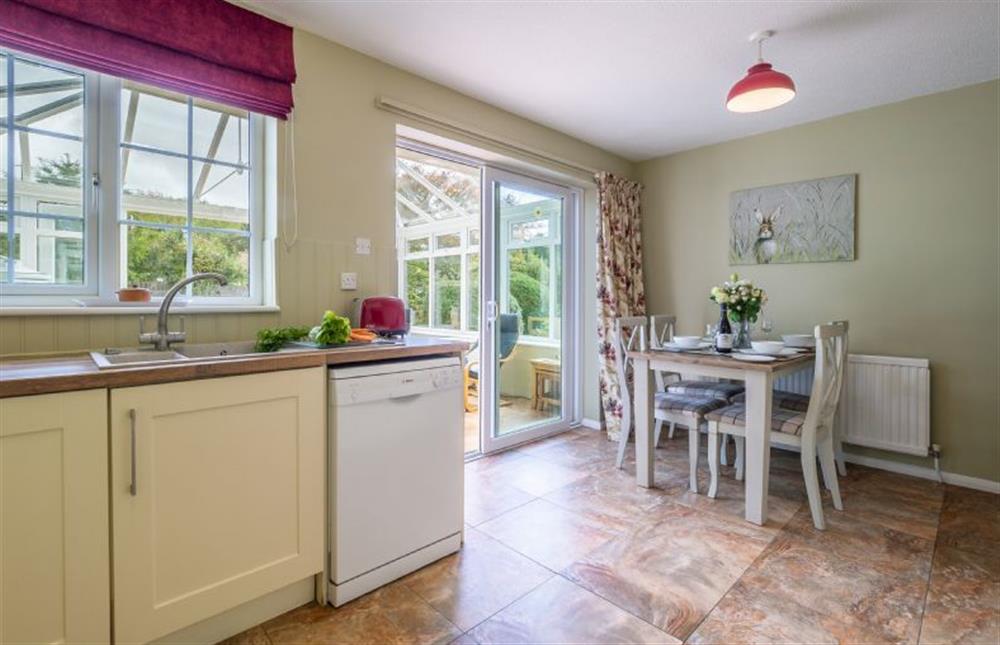 Well-equipped kitchen with dining area for up to four guests at Field End, Westleton
