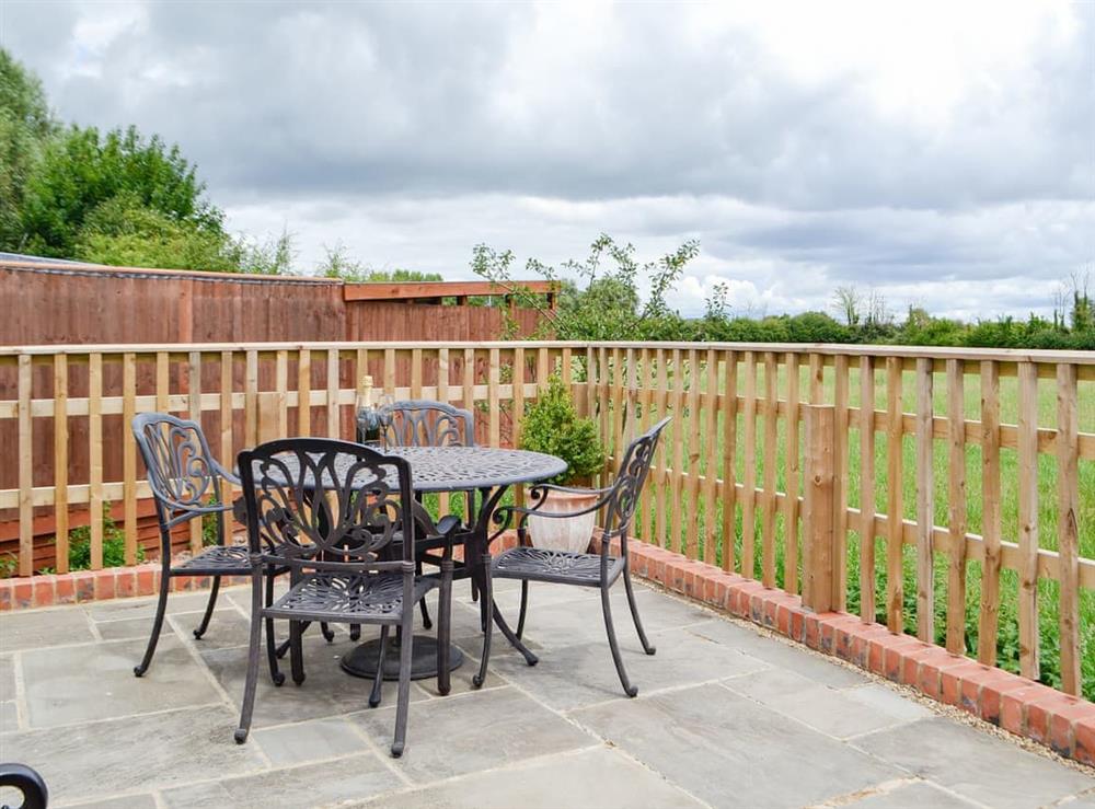 Patio at Field View in Epney, near Gloucester, Gloucestershire