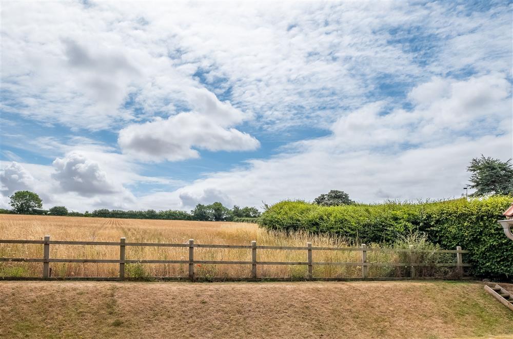 Idyllic countryside views from the rear garden at Field View, Sedgeford
