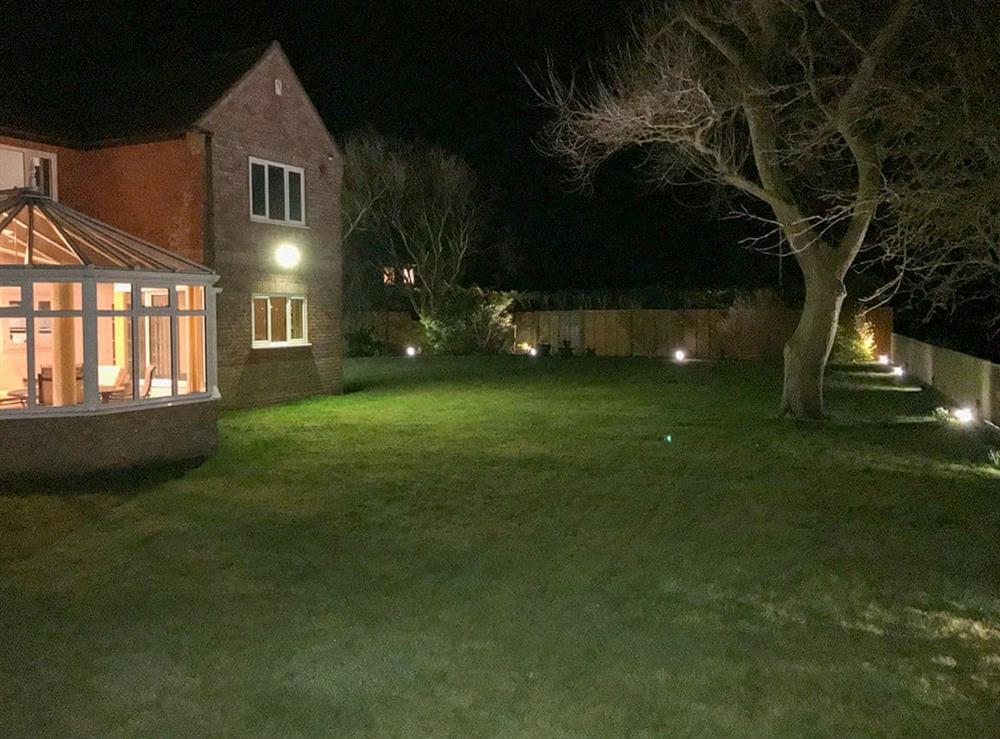 Garden at night at Field View in Skegness, Lincolnshire