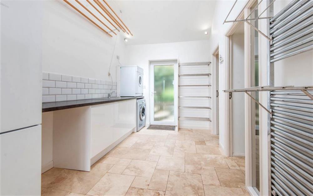 Simply the best utility room we have seen!  Separate entrance from driveway and leads to the wet room and second twin bedroom at Fiferail in Thurlestone