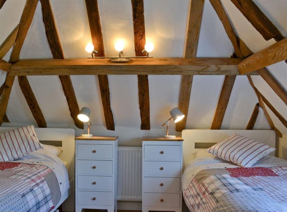 Twin bedroom at Fig Cottage in East Brabourne, near Ashford, Kent