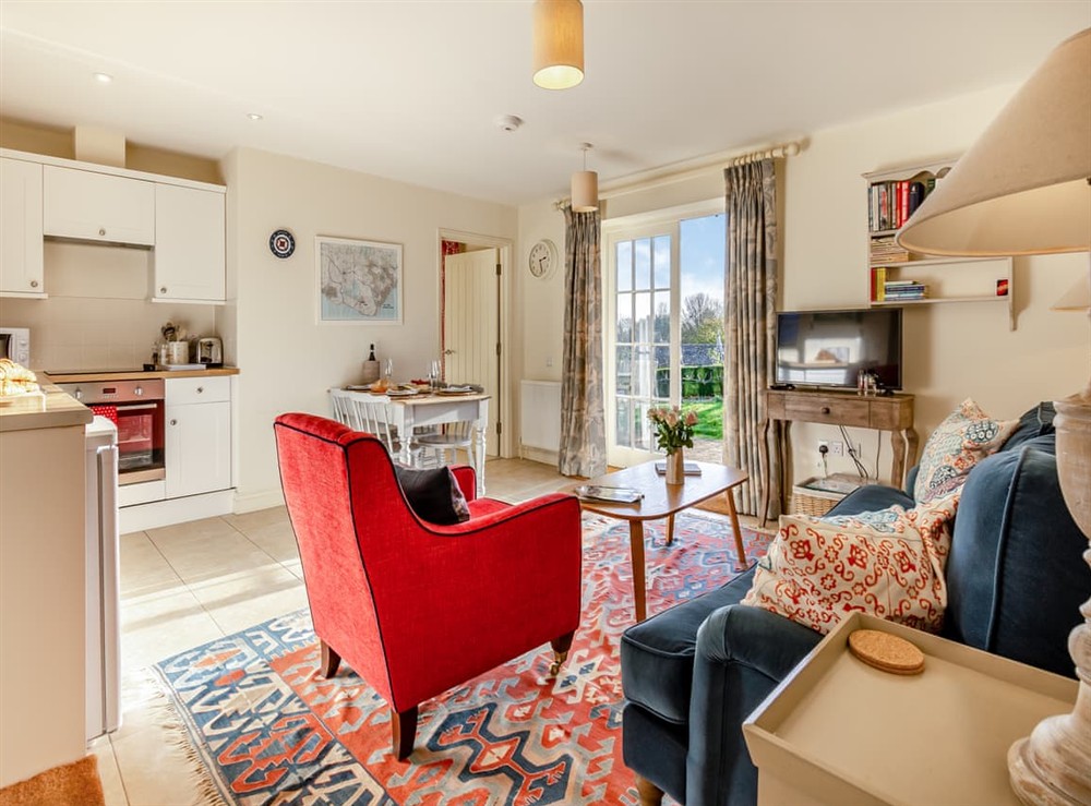 Open plan living space at Fig Cottage in East Dean, East Sussex