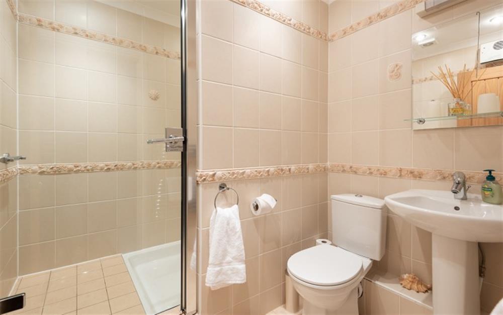 The cottage has a spacious walk in shower  at Finders, 87 Keeper's Cottage in Maenporth