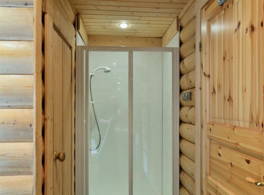 Shower room at Fingask Log Cabin in Perth, Perthshire