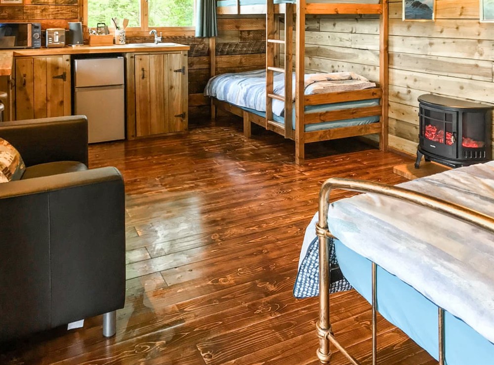 Open plan living space at Fishermans Cabin in Aberporth, Dyfed