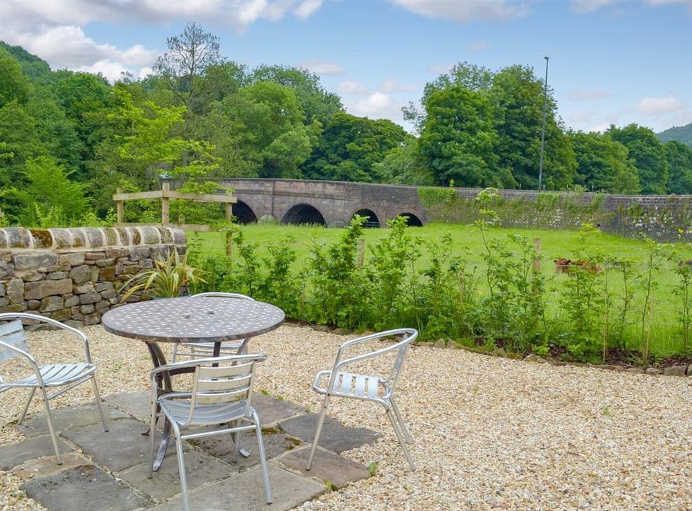 Sitting out area with picturesque views at Fishermans Lodge in Alderwasley, near Matlock, Derbyshire