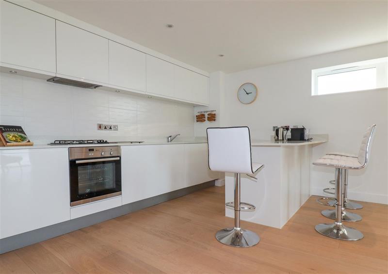 This is the kitchen at Fistral Retreat, Newquay