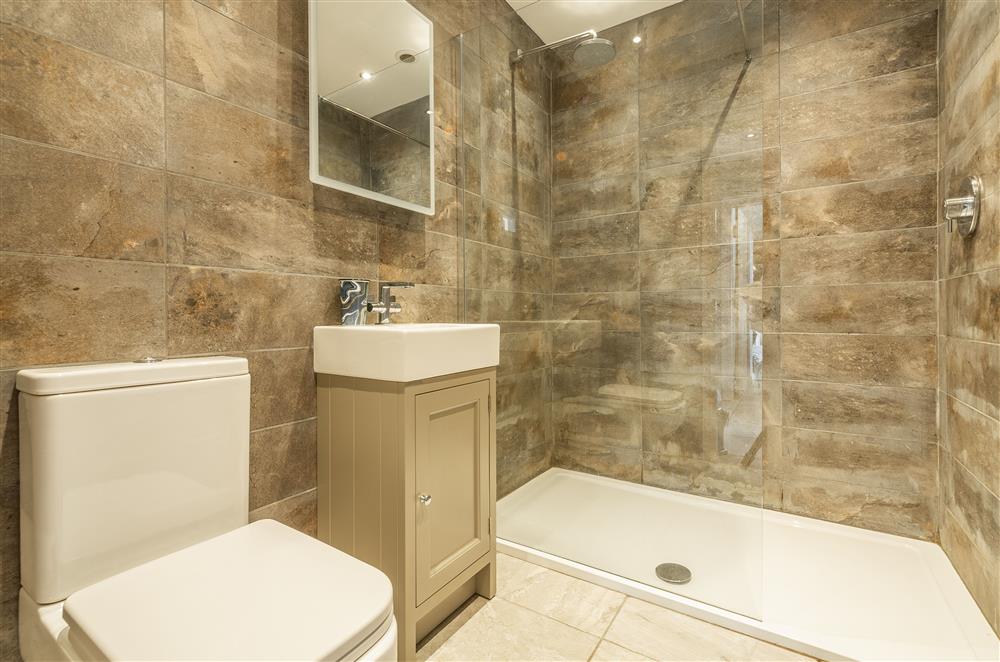 Family bathroom with walk-in shower at Five Acres, Boltby