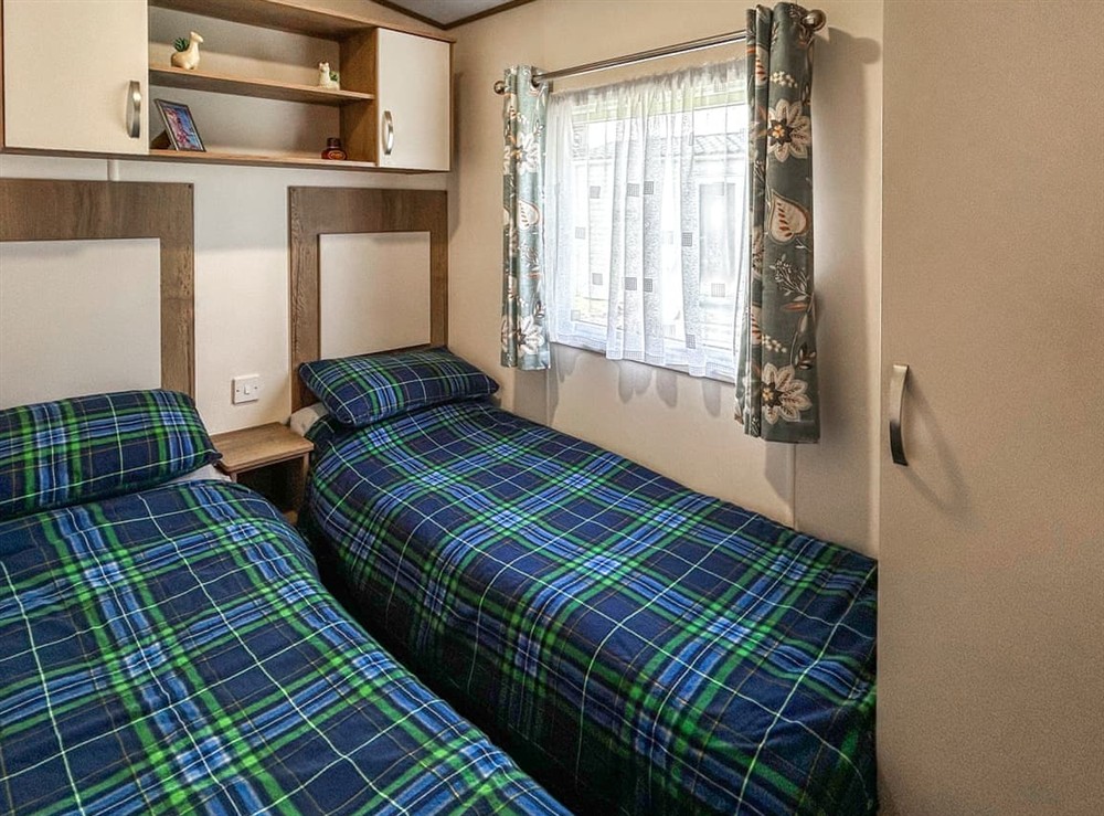 Twin bedroom at Flamingoland in Malton, North Yorkshire