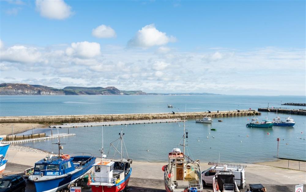 Summer sunshine over the harbour at Flat 1, Harbour House in Lyme Regis