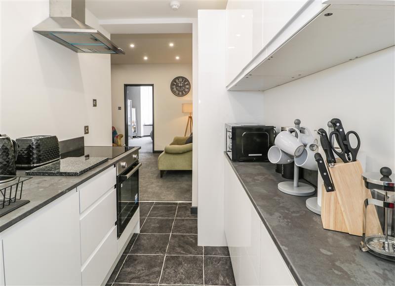 This is the kitchen at Flat 1, Mona House, Deganwy