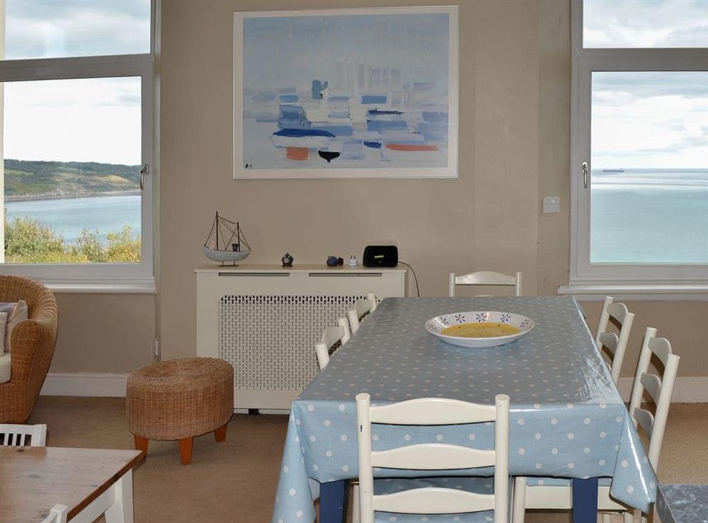 Pretty dining area with a wonderful view at Flat 10 in Coverack, near Helston, Cornwall