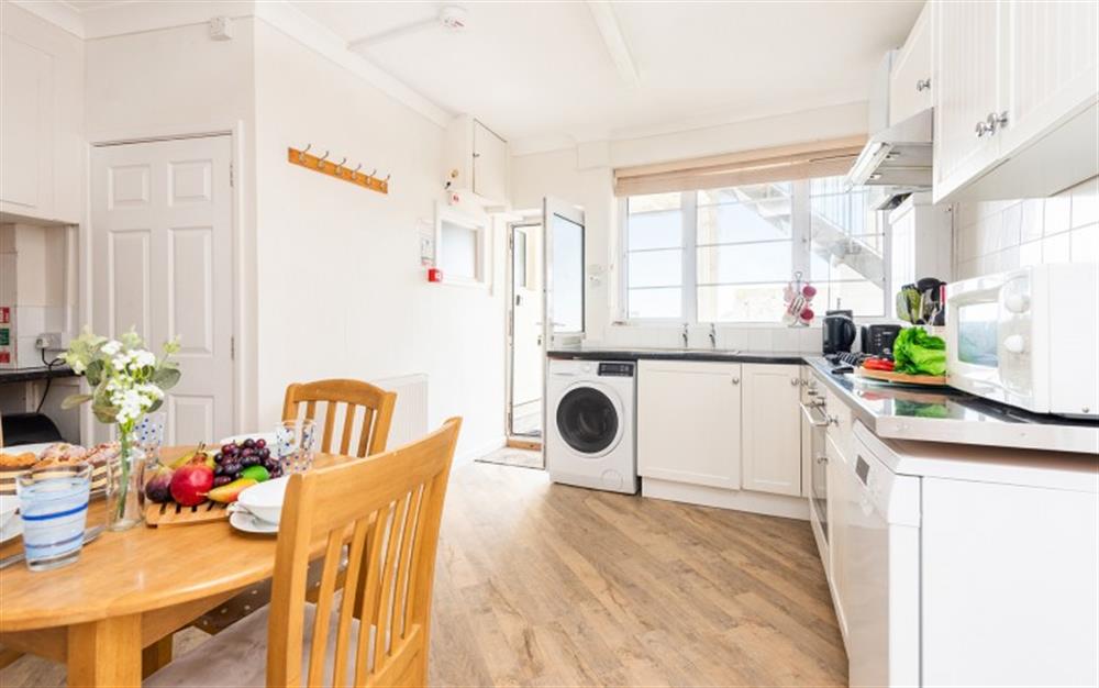 Kitchen area at Flat 2, Harbour House in Lyme Regis