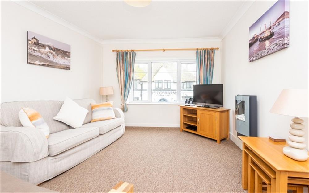 Lounge with views to the sea at Flat 2, Harbour House in Lyme Regis