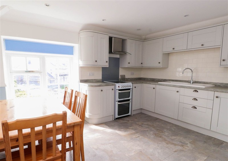 This is the kitchen at Flat 3, Trearddur Bay