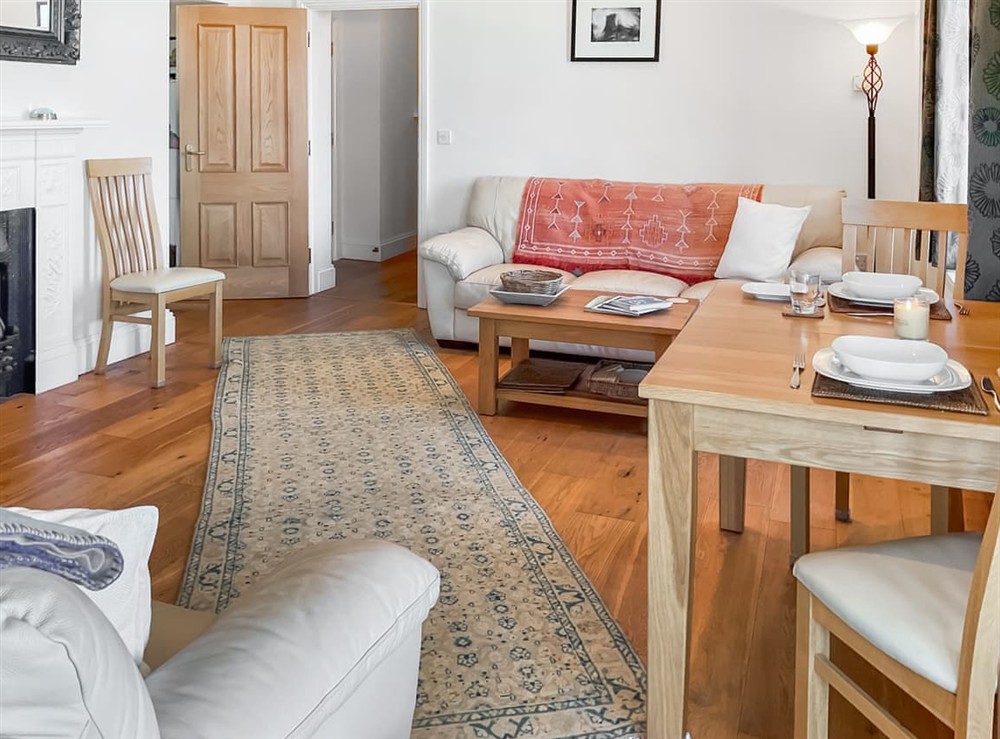 Open plan living space at Flat 4 Sea Court in Swanage, Dorset