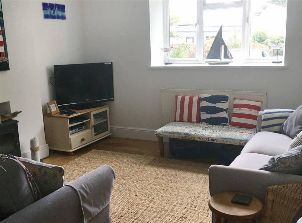 Cosy living room at Flat 4, Trelawney Court in Rock, Cornwall