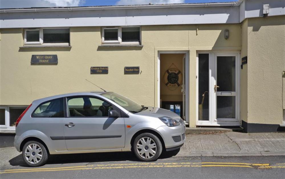 The entrance and parking for Flat 4 at Flat 4, West Quay House, in Looe