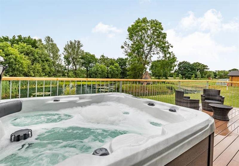 The hot tub in the Flaxton Luxury Lodge VIP at Flaxton Meadows Luxury Lodges in Flaxton, North Yorkshire