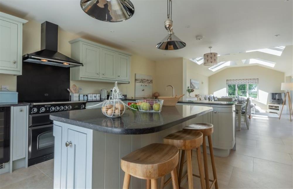 Ground floor: Kitchen with island seating at Flint House, Wighton near Wells-next-the-Sea