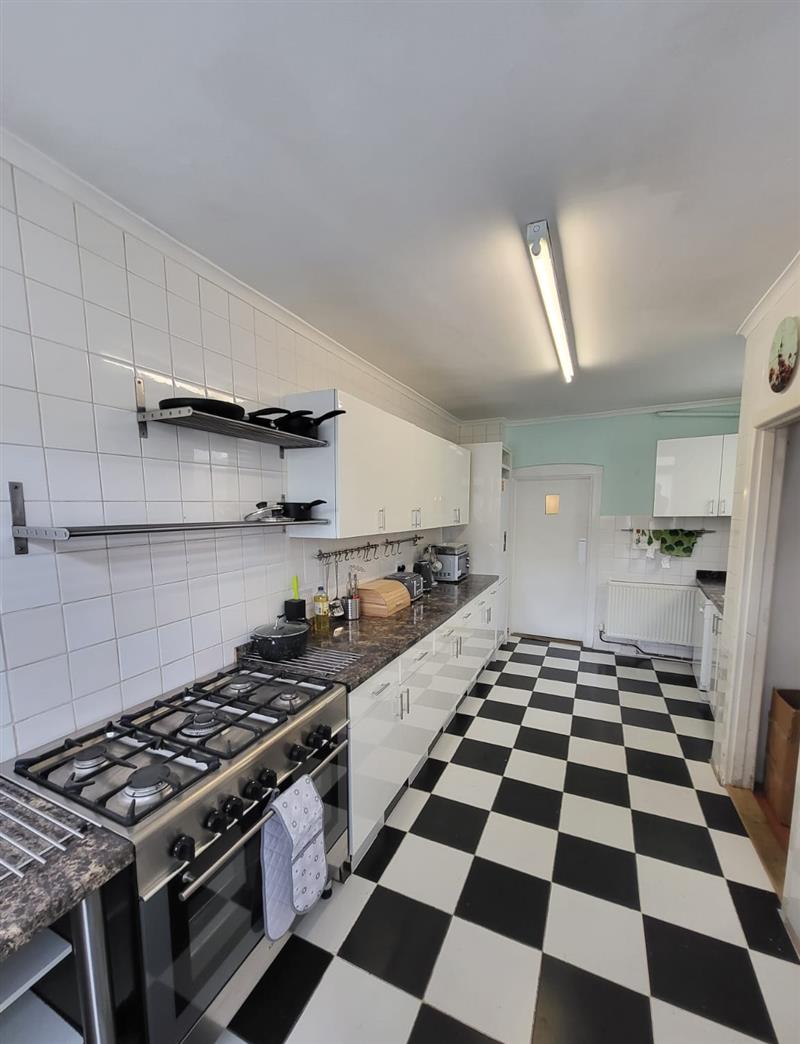 This is the kitchen at Florence Beach House, Weston-Super-Mare