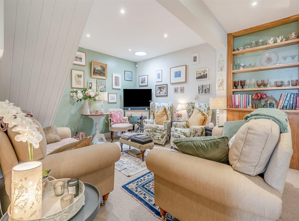 Living area at Florence Cottage in Sturminster Newton, near Dorset, England