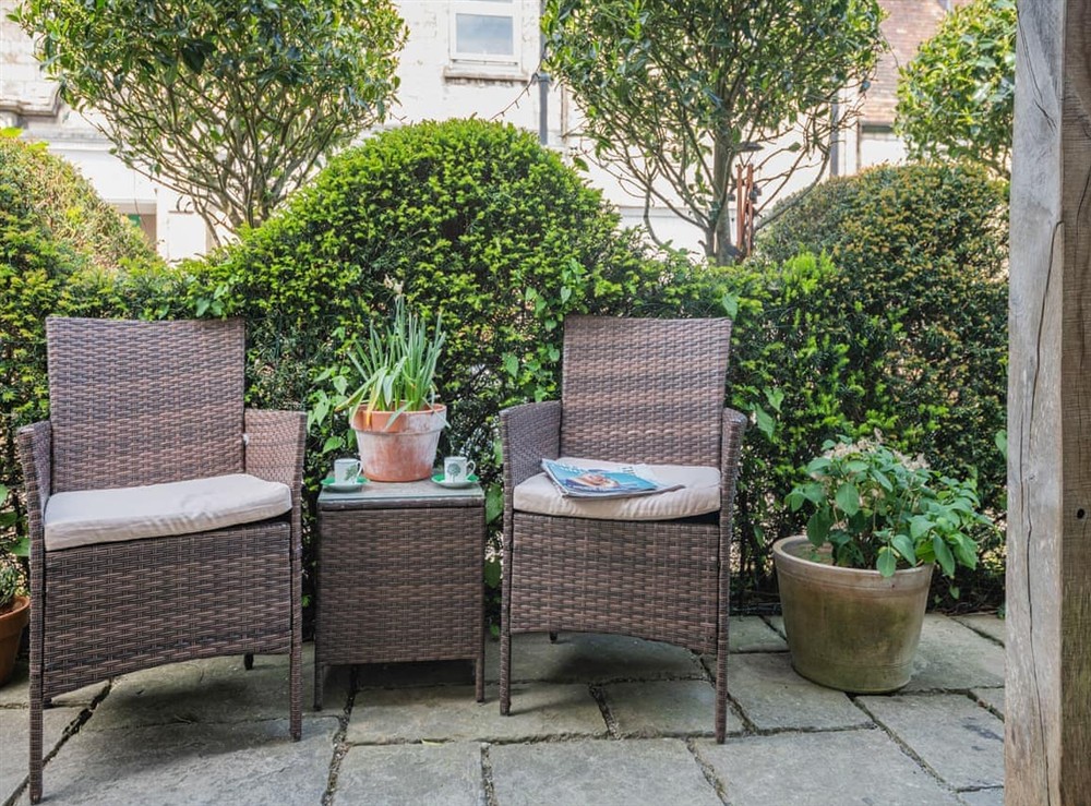 Sitting-out-area at Florence Cottage in Sturminster Newton, near Dorset, England