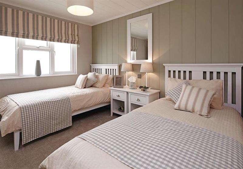 Twin bedroom in the Maple Lodge at Florence Springs Lakeside Lodges in St Florence, Tenby