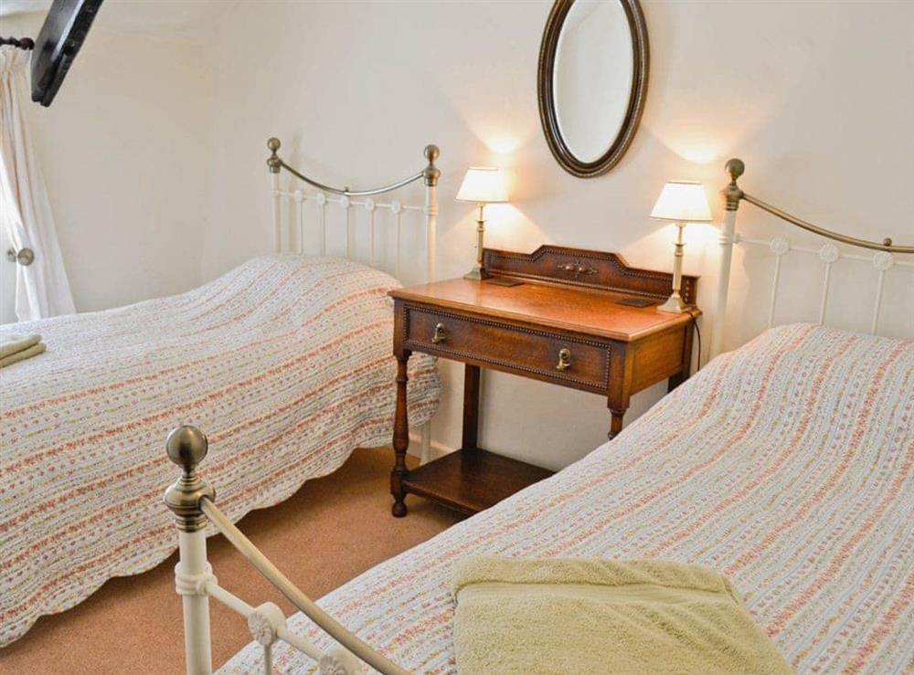 Twin bedroom at Folly Cottage in Kentisbeare, near Cullompton, Devon., Great Britain