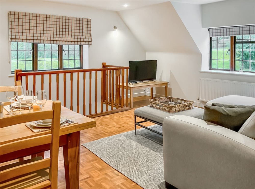 Open plan living space at Fontwood Old Stables in Winterborne Houghton, Dorset