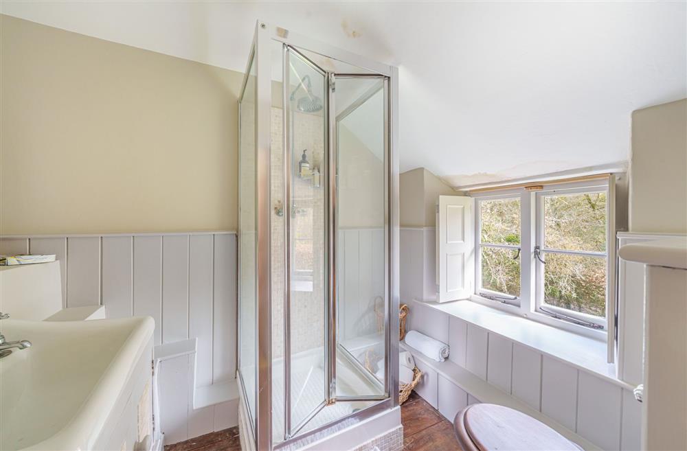 The en-suite shower room at Ford Cottage, Corscombe