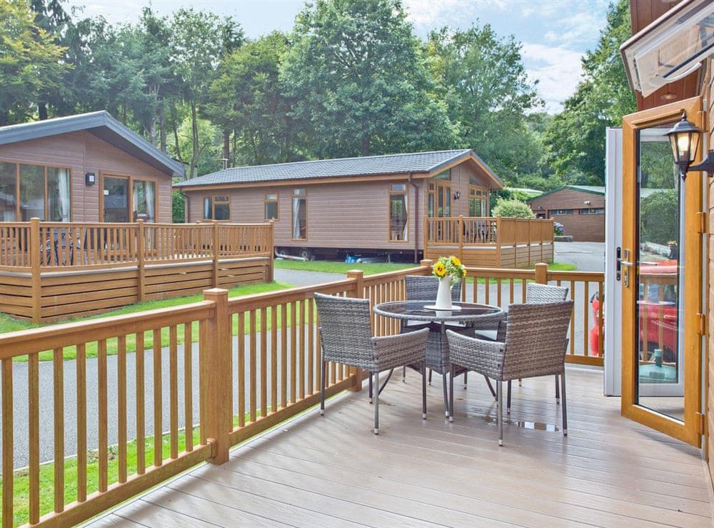 Decking at Forest Glade Lodge in Lanlivery, Cornwall